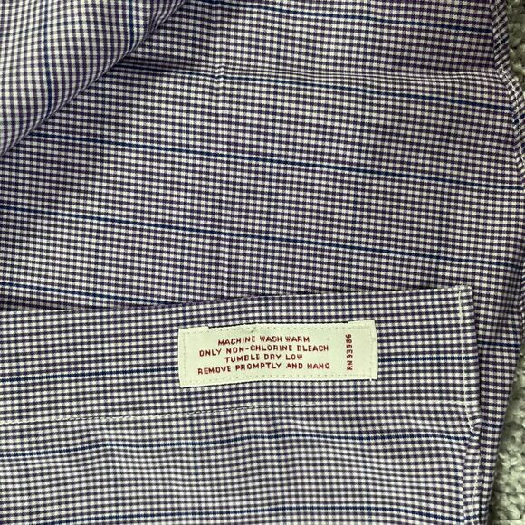 Brooks Brothers Dress Shirt Mens Medium Non Iron Cotton Button Down Plaid Purple - Picture 6 of 14